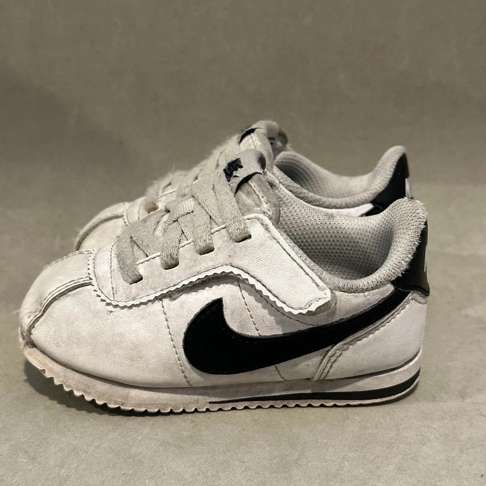 Nike Cortez Toddler Sneakers White Black DM0952-108 Kids Size 7C
